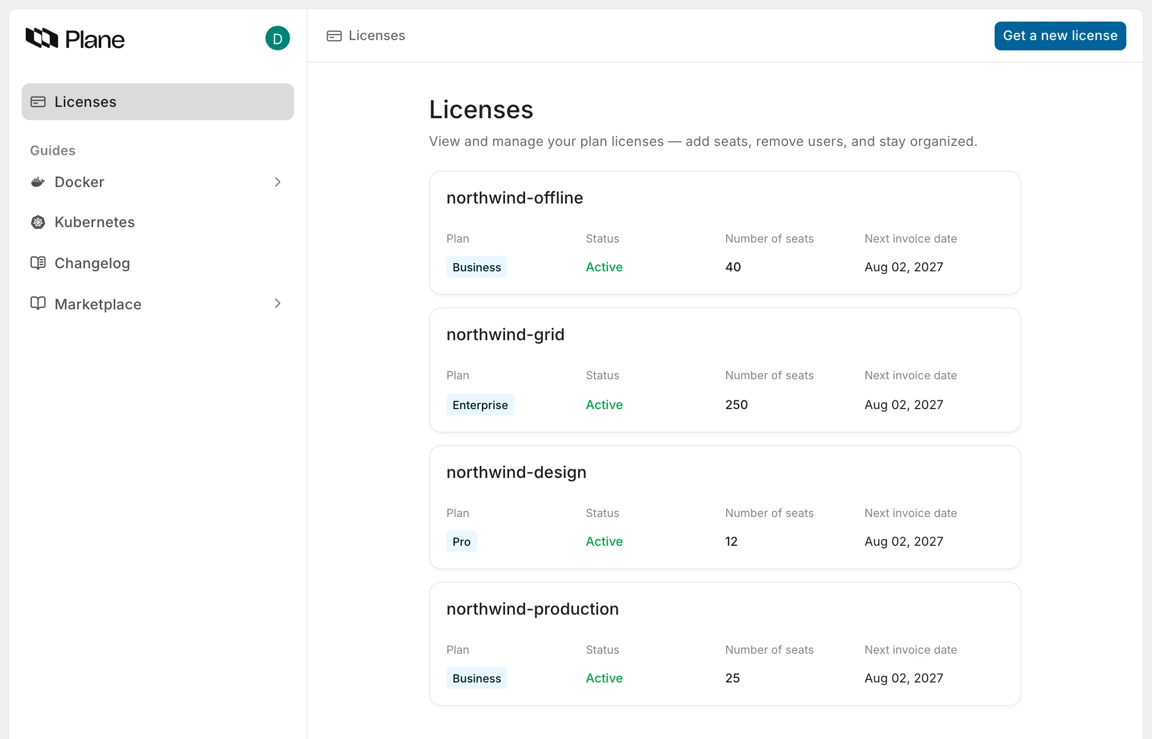 Licenses in the Prime portal