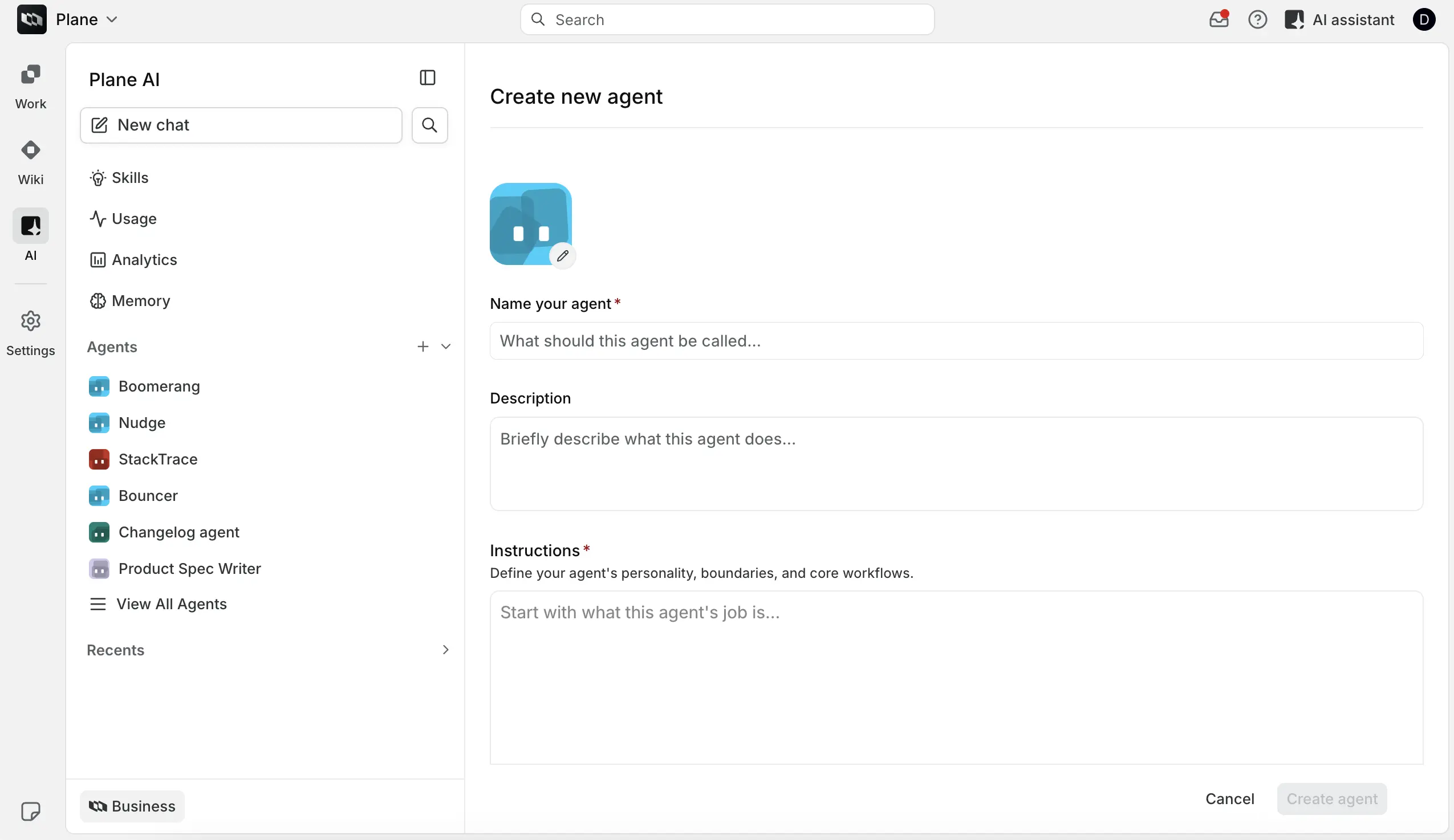 The top of the setup form with avatar, name, description, and instructions