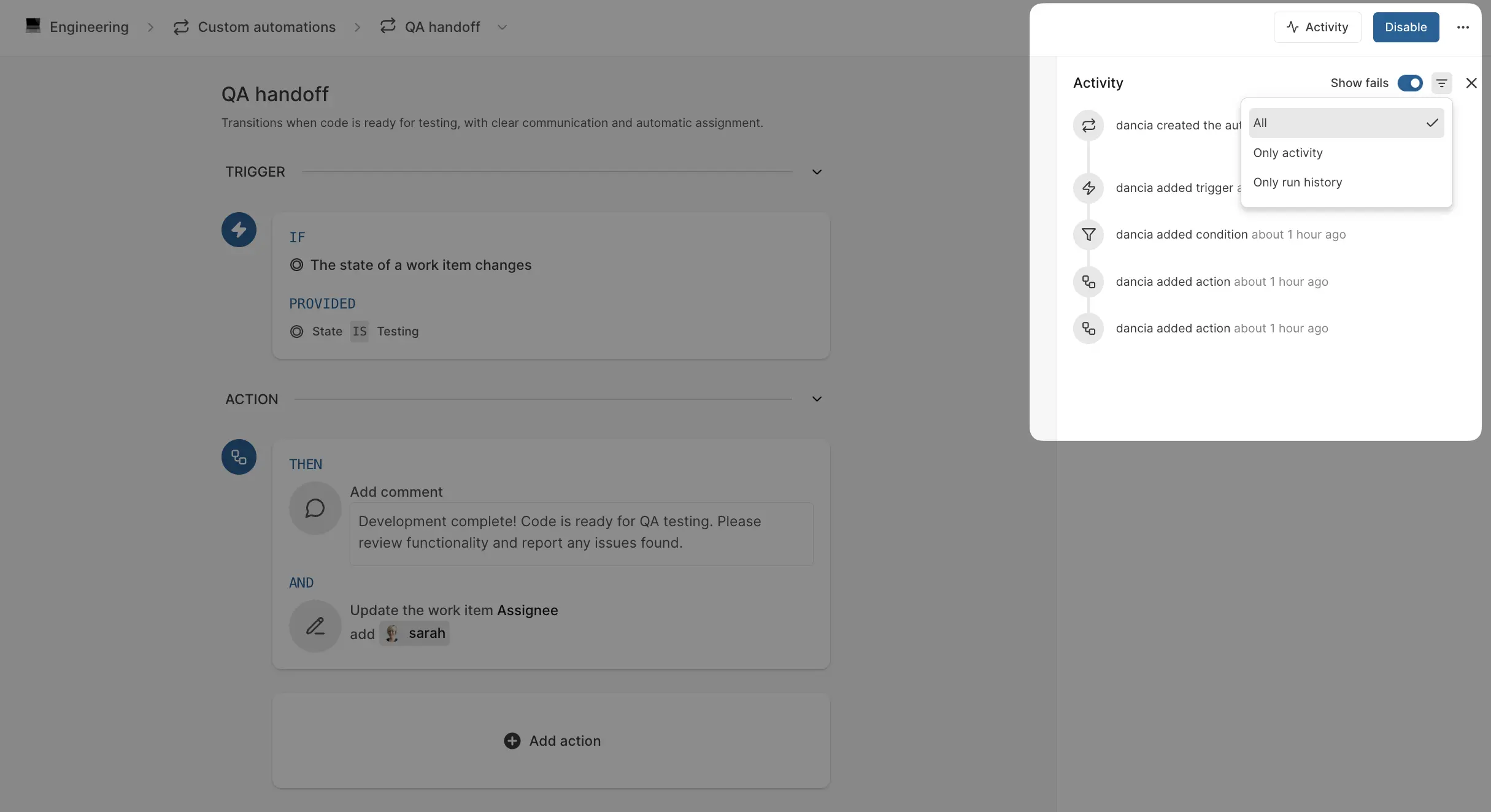Manage automations