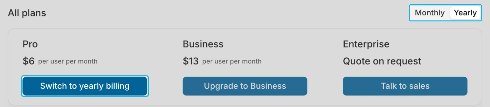 Switch to yearly billing