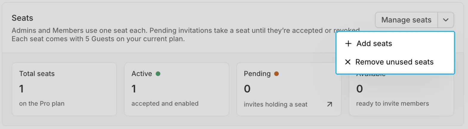 Manage seats