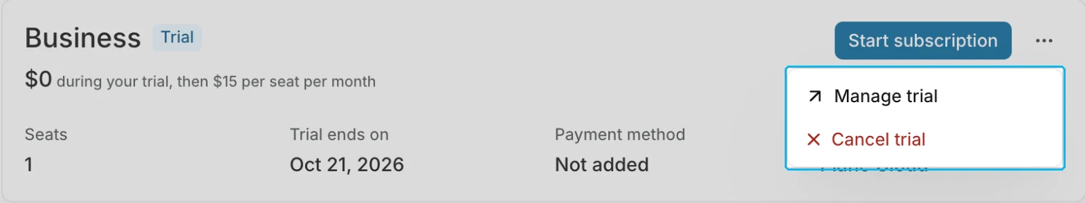 Cancel trial