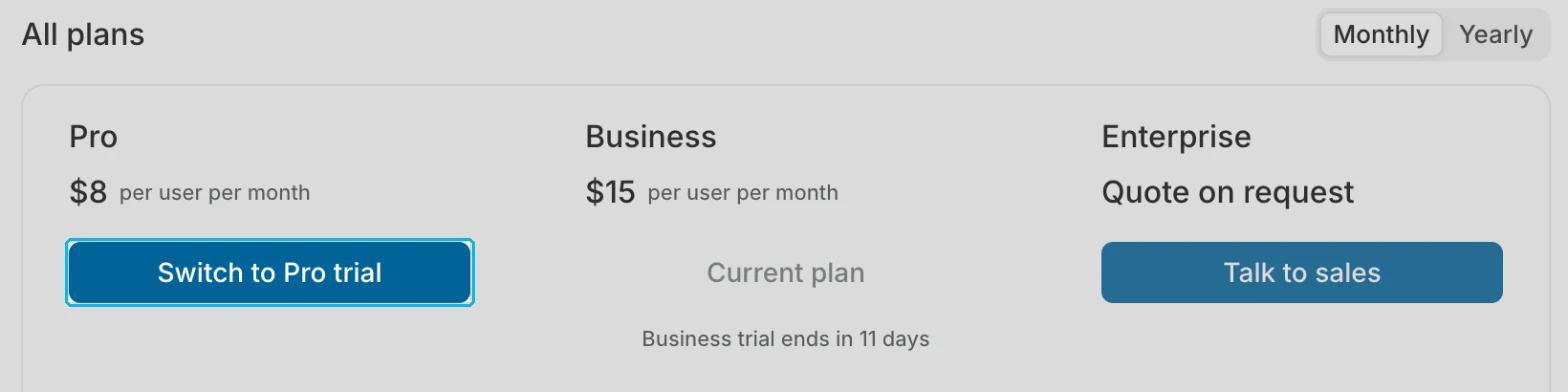 Switch to Pro trial