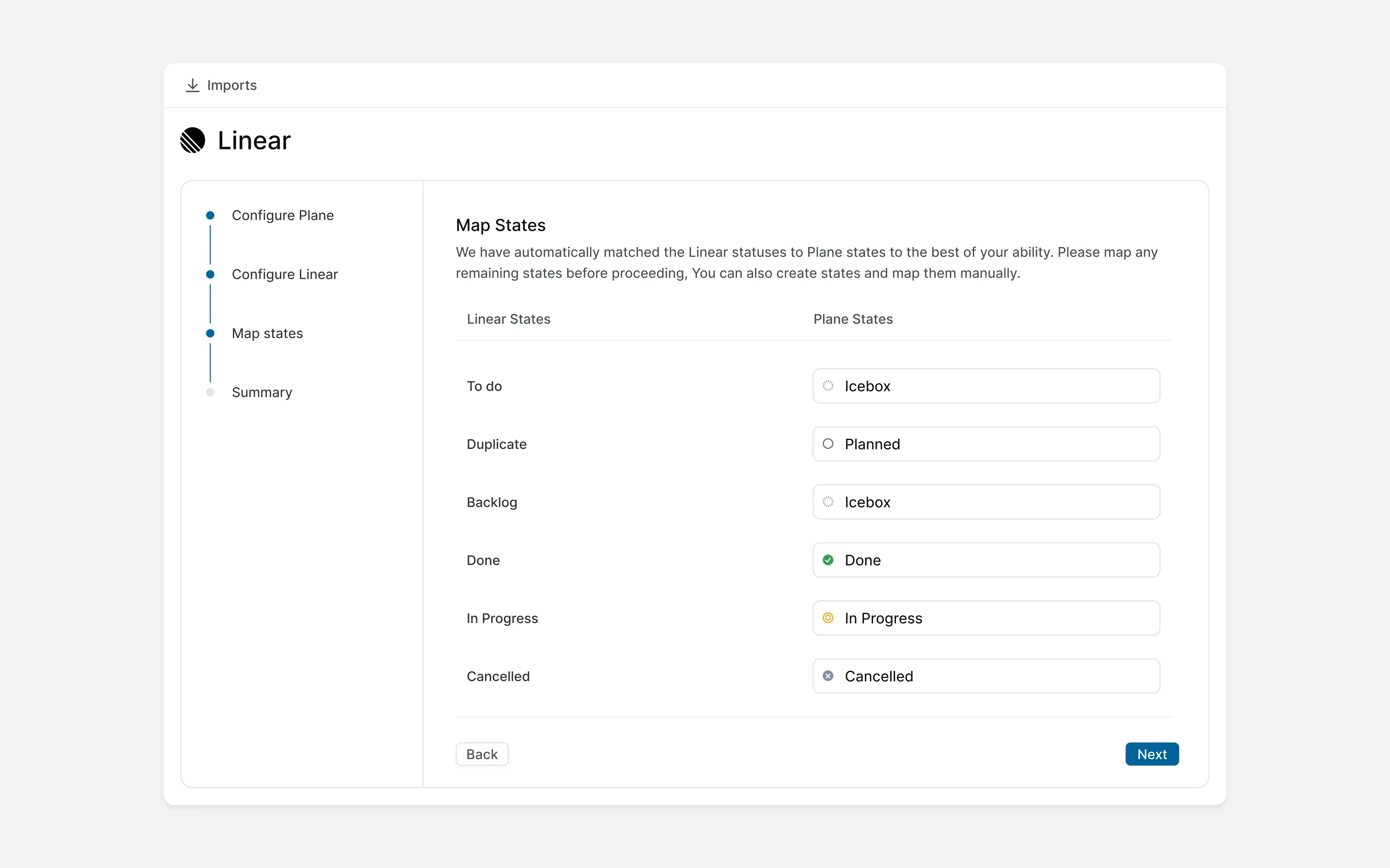 Importer mapping