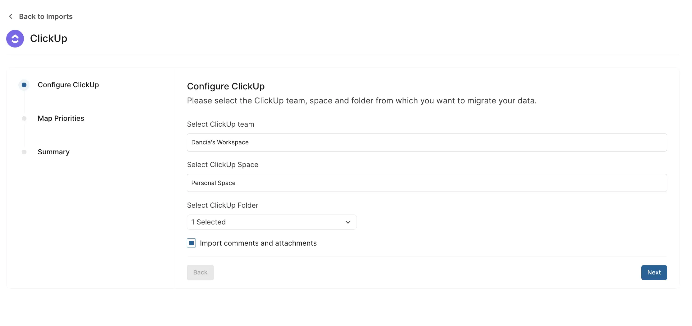 Configure ClickUp
