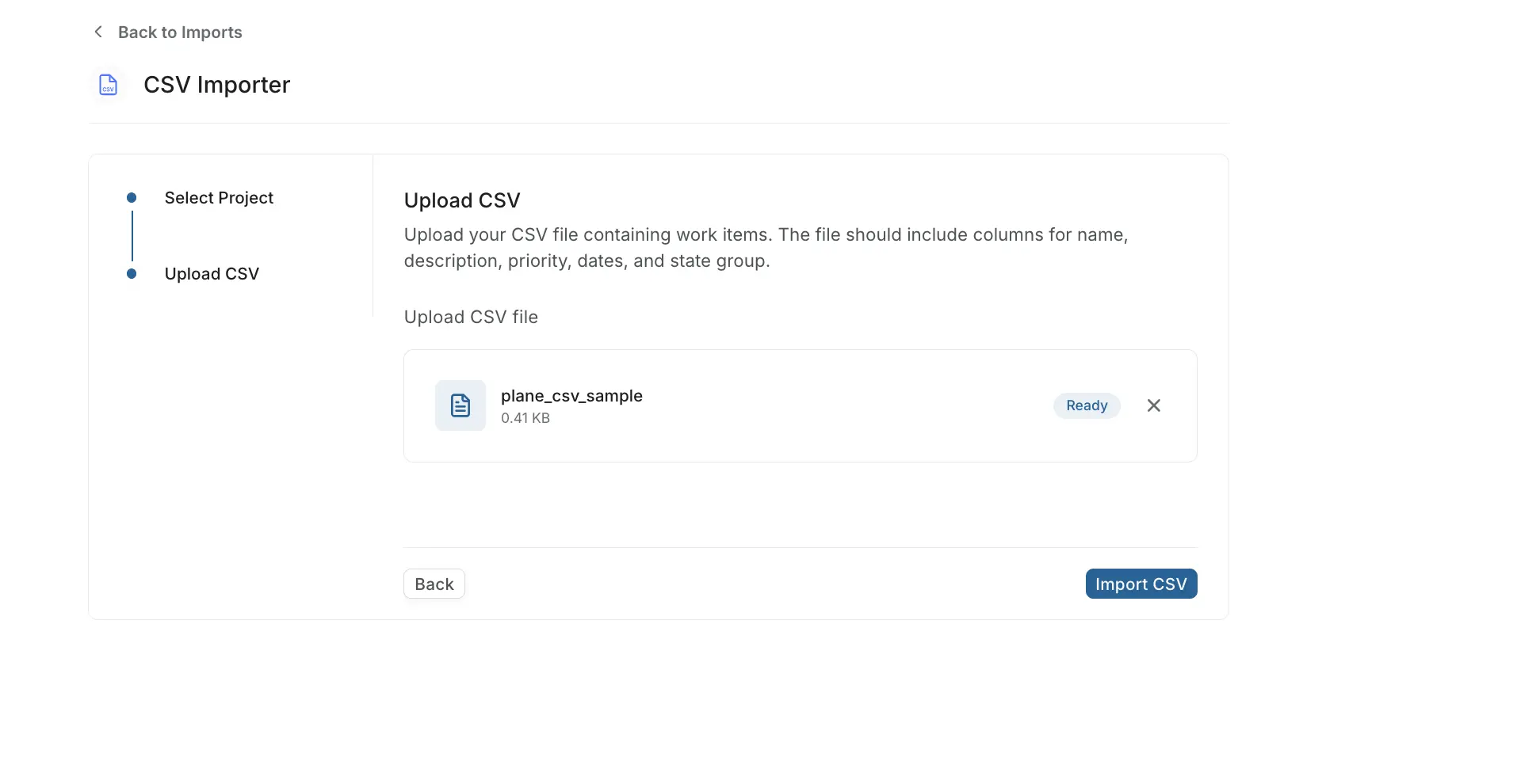 Upload CSV