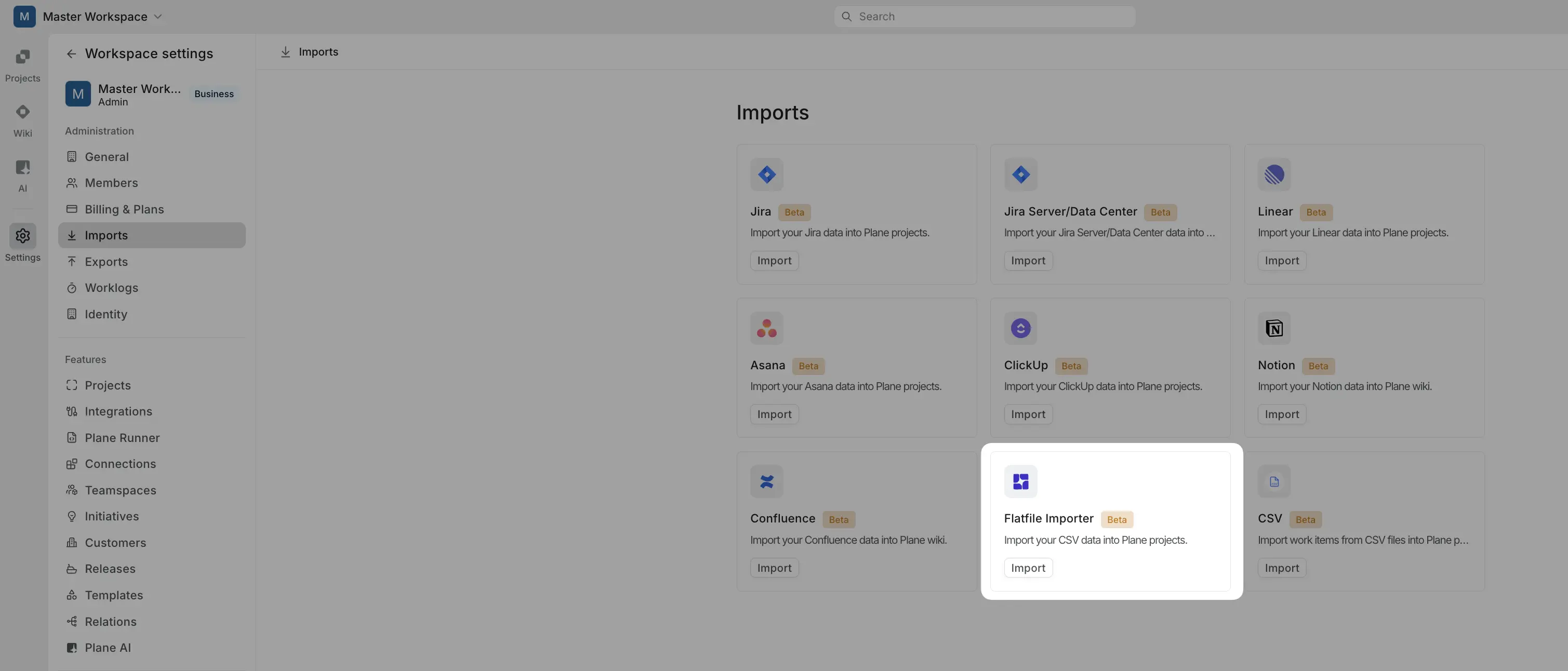 Flatfile Importer on Imports page