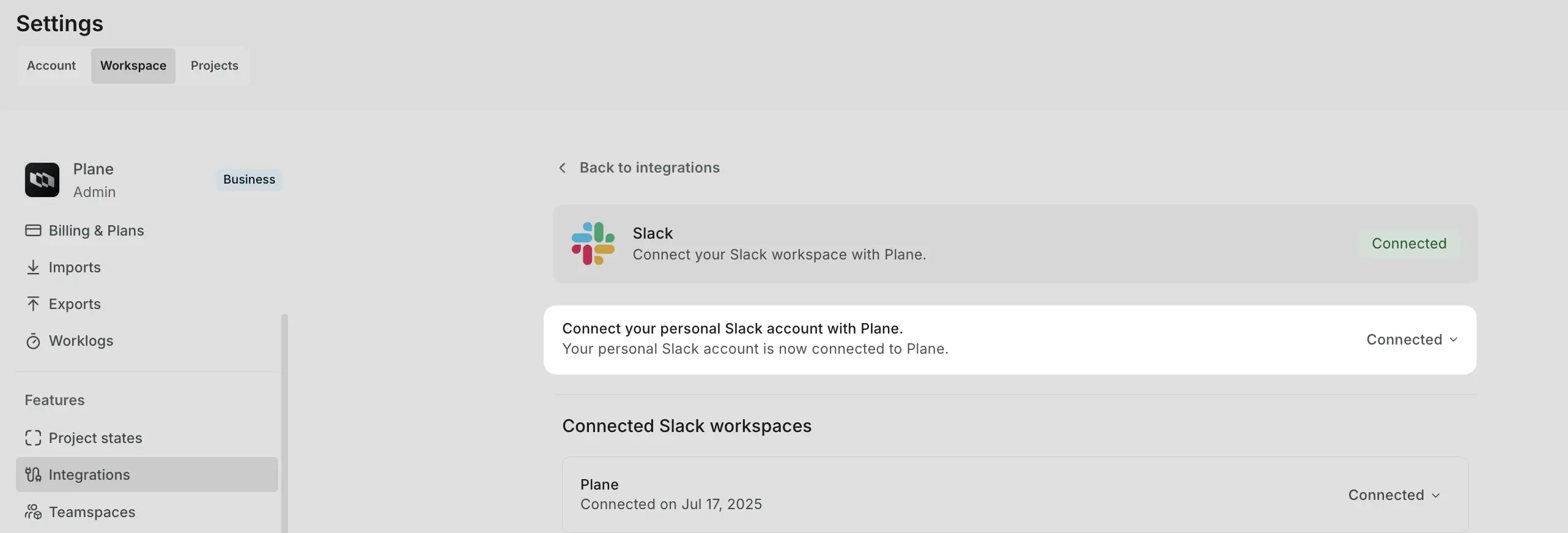 Connect personal account