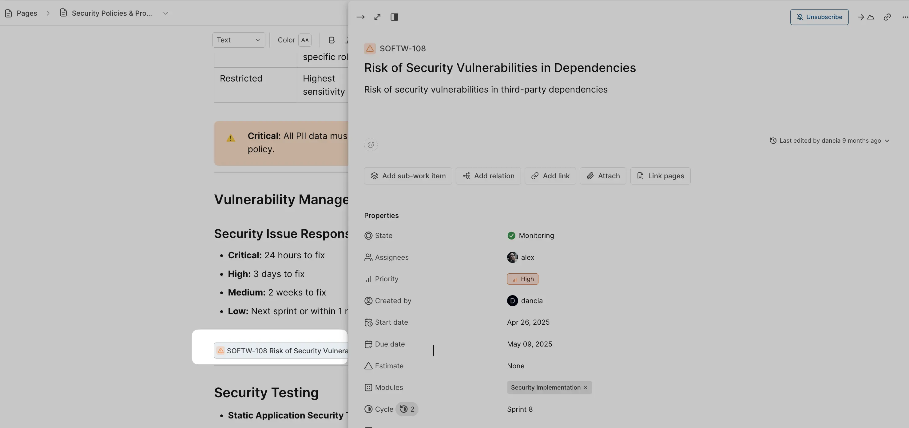 Mentioned work items