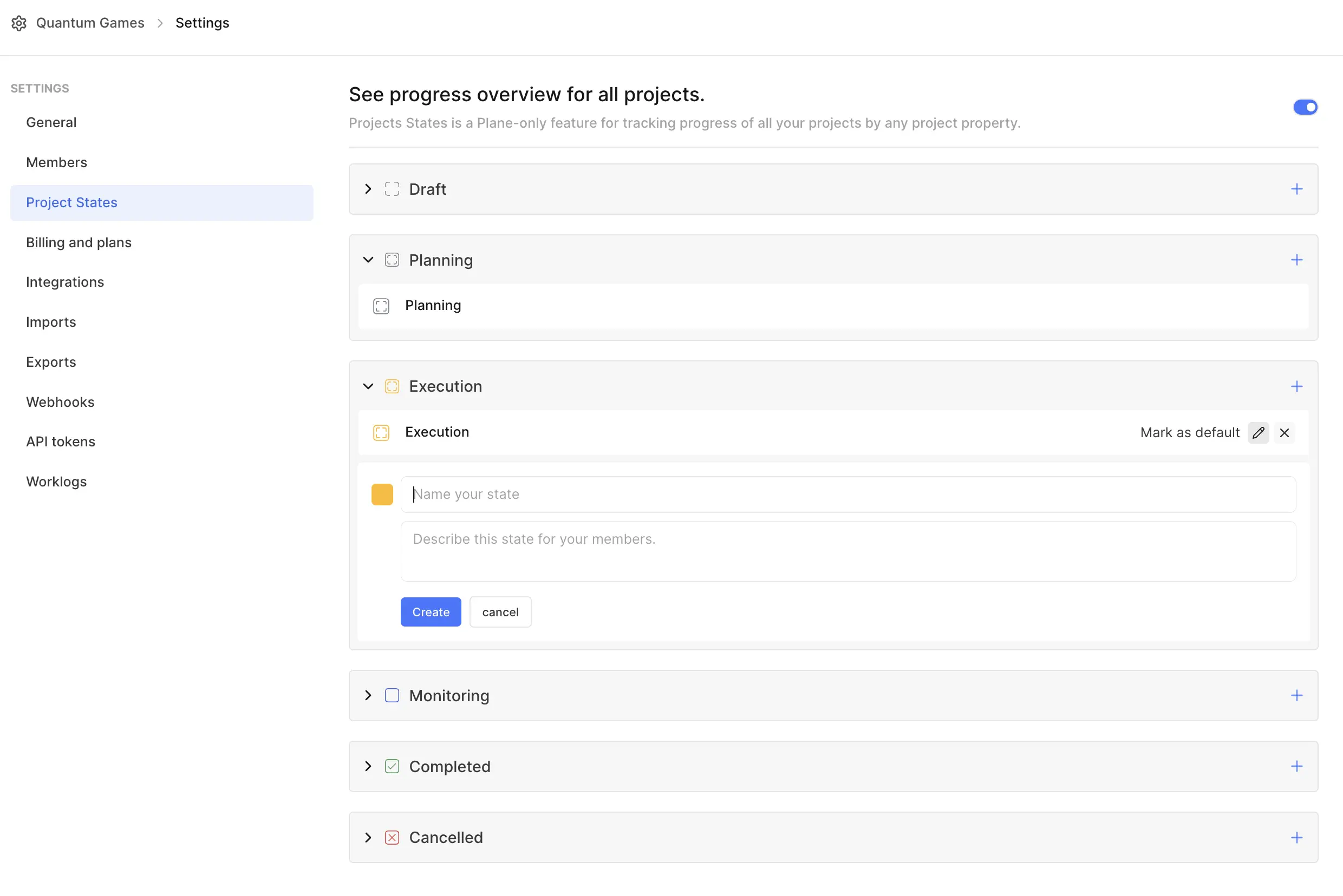 Add or modify Project States