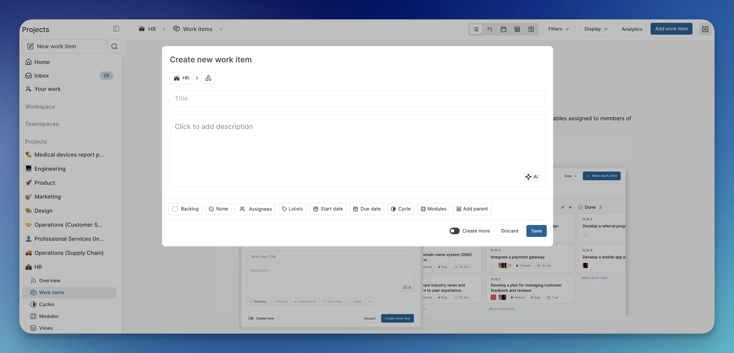 Create work item
