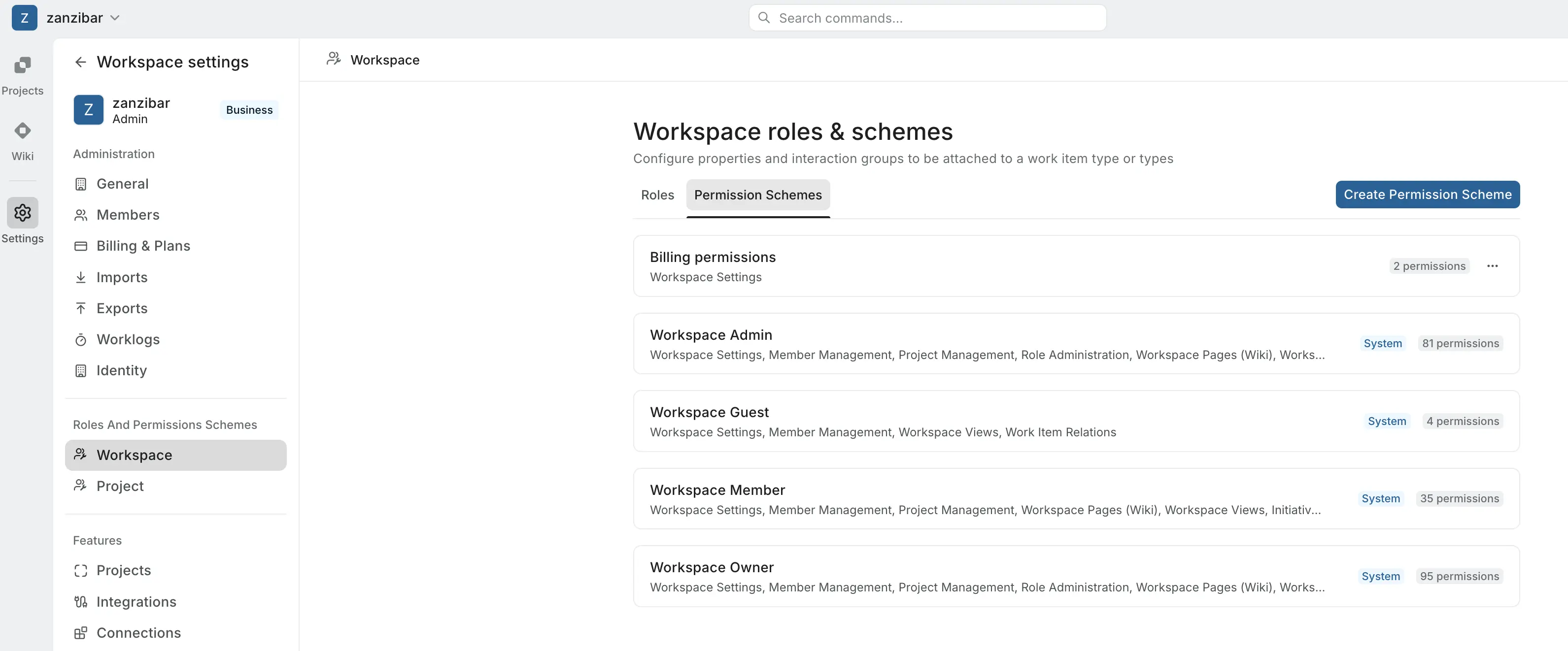 Custom permission schemes