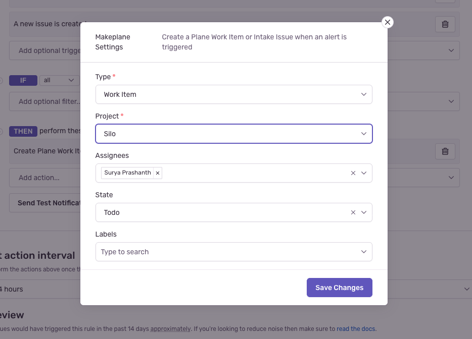 Sentry Plane Sync Modal