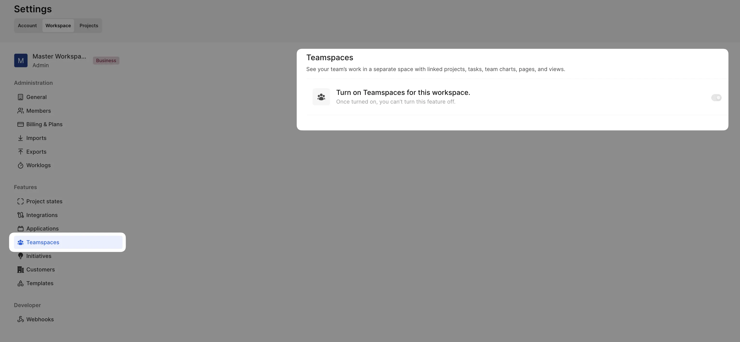 Enable Teamspaces