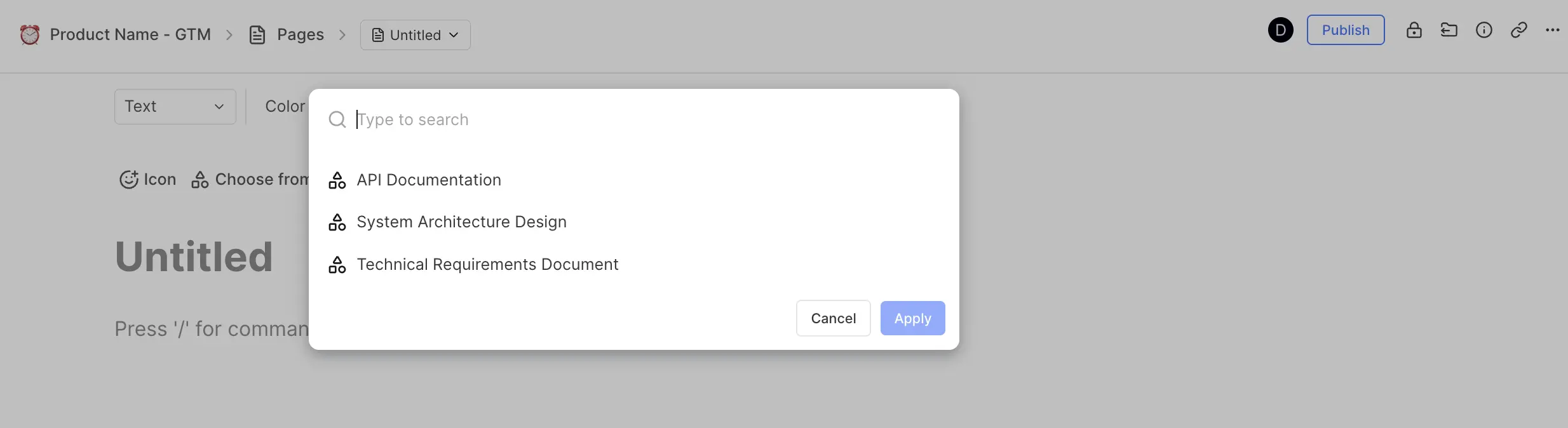 Use Template when creating pages