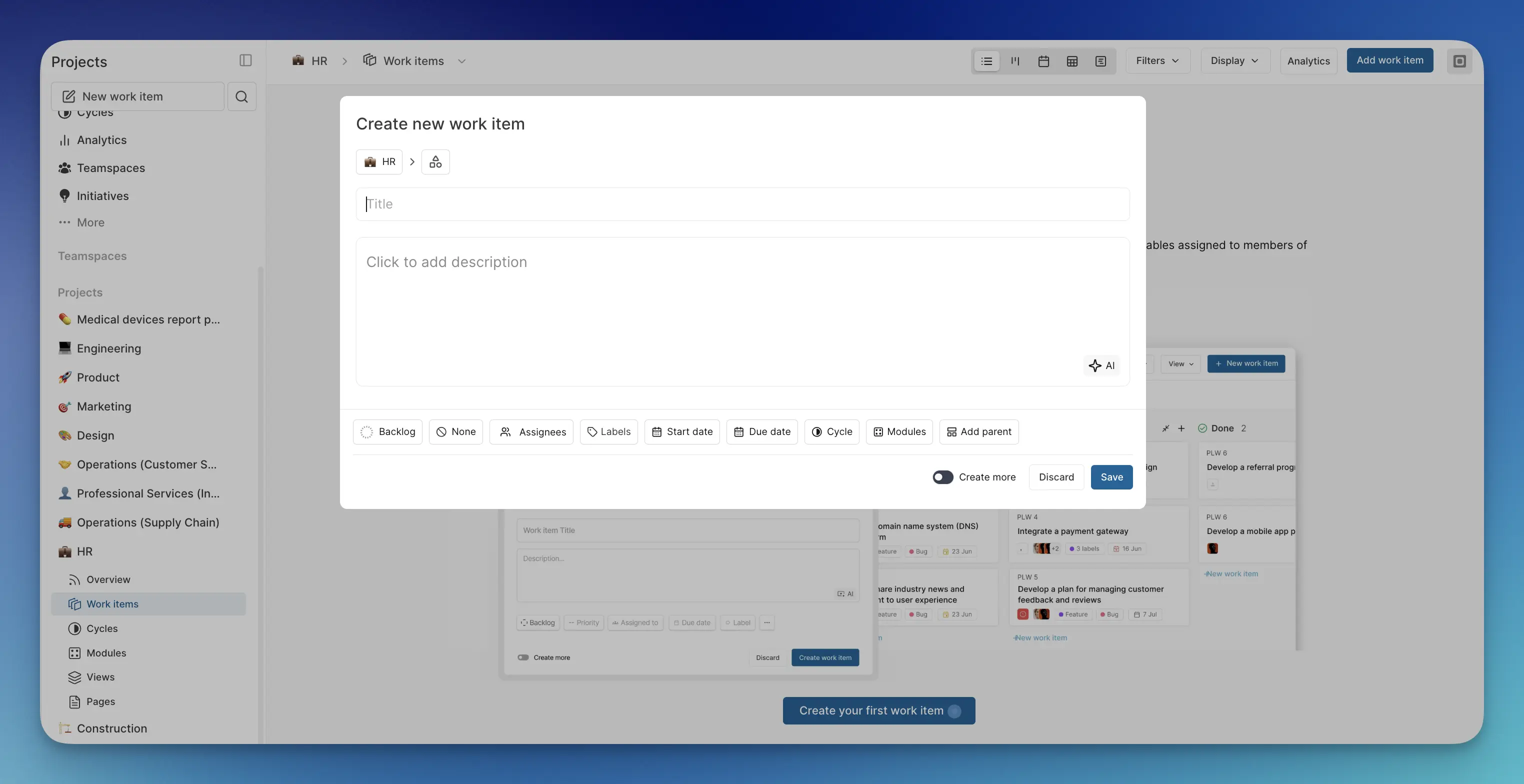 Create work items
