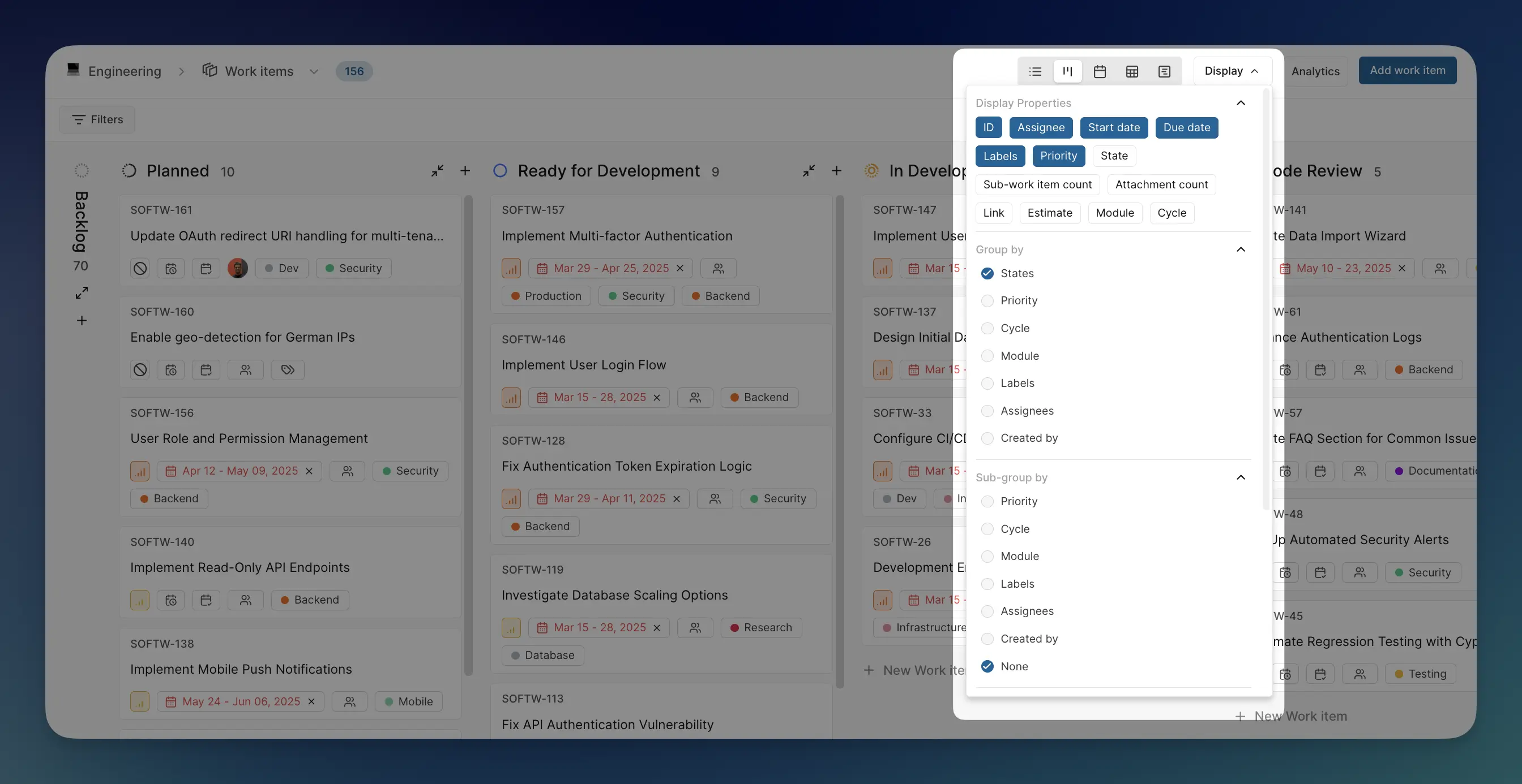 Display options