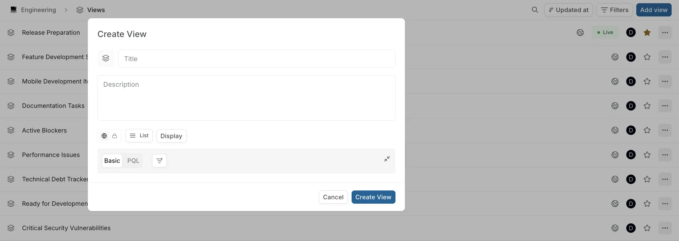 Create view