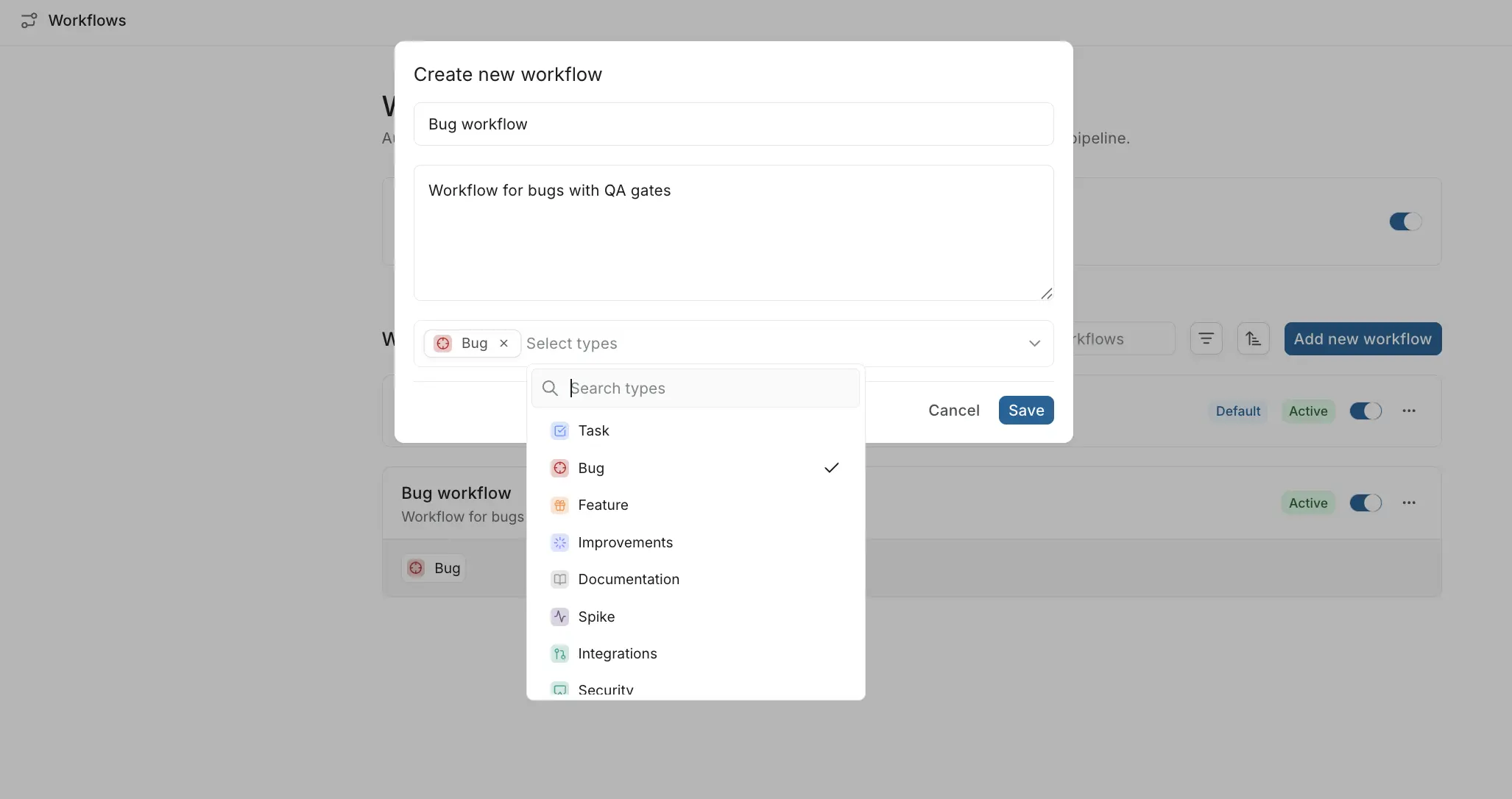Create new workflow