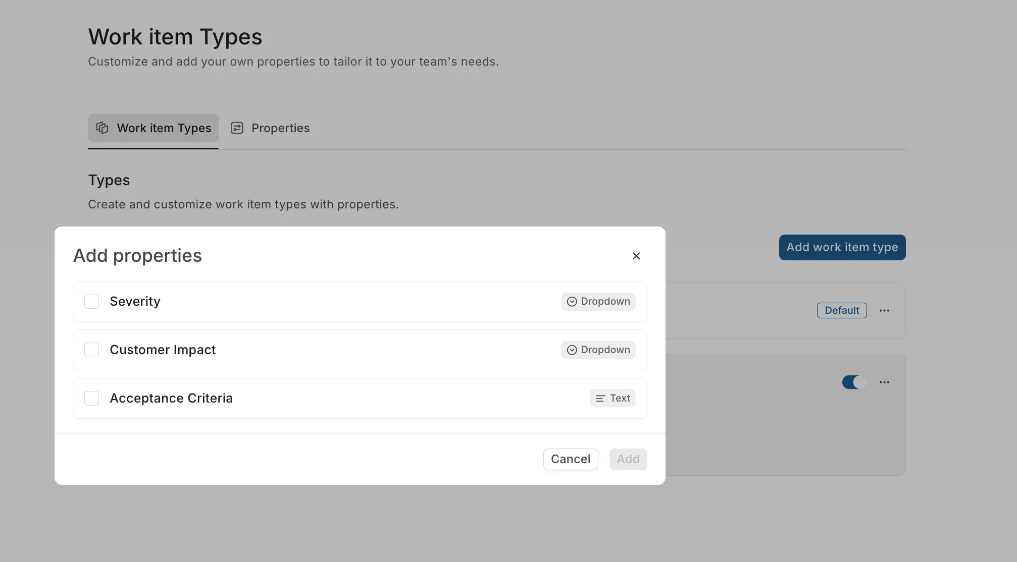 Add properties to type