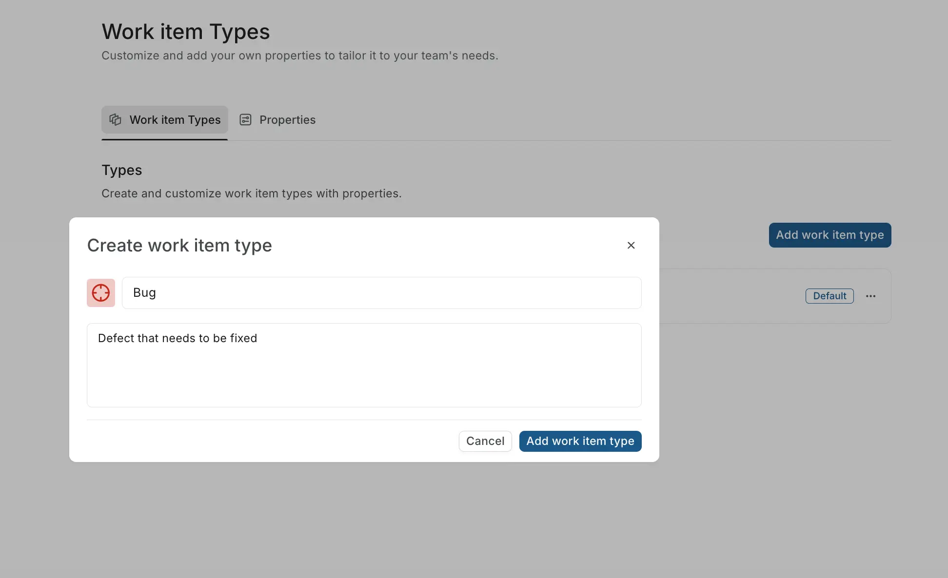 Create work item type