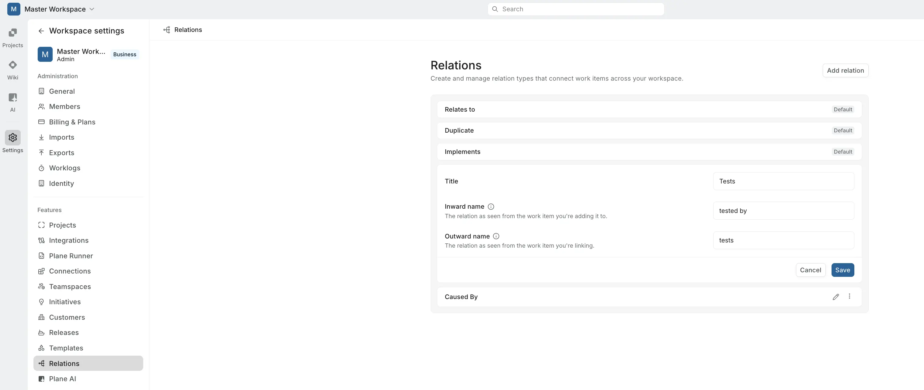 Create custom relation