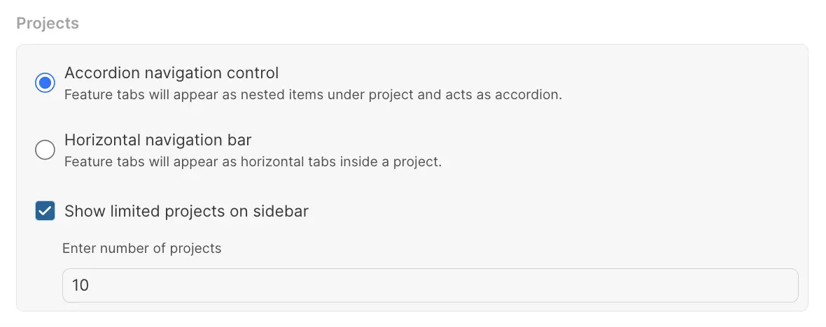 Limit sidebar projects